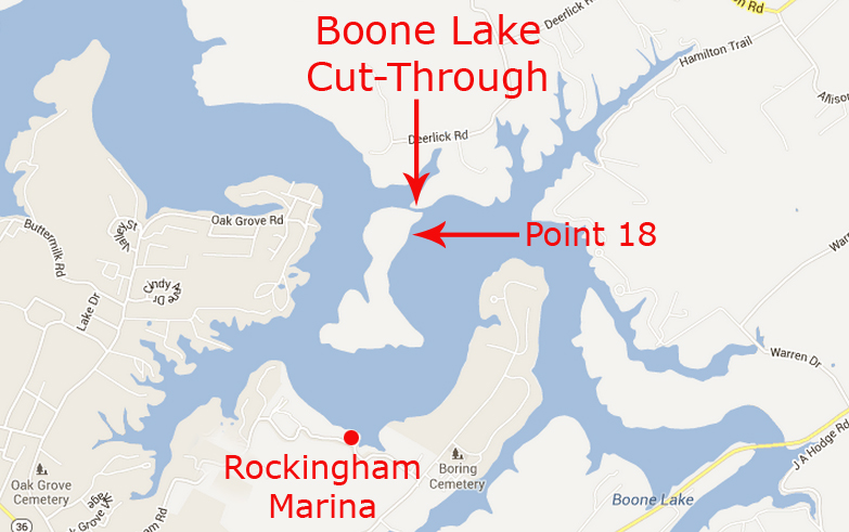 Boone Lake Cut-Through Near Rockingham Marina at Point 18